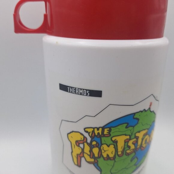 Flintstones Thermos 90s Cartoon TV Show Millennial Nostalgia Red Cup Lid 3700 - Picture 7 of 11